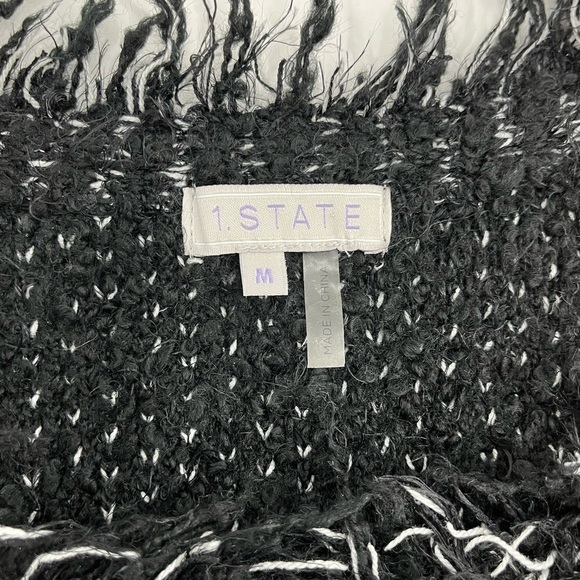 1 state fuzzy knit jacket black white size M - Picture 4 of 6